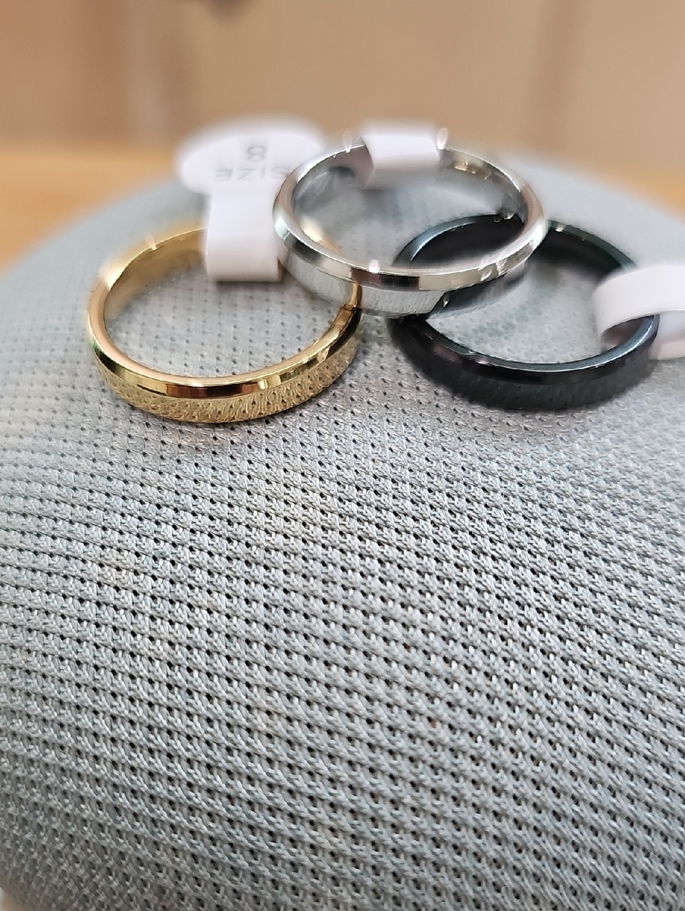 4mm Three Fashion Rings in Gold, Silver, and Black-Stainless Steel